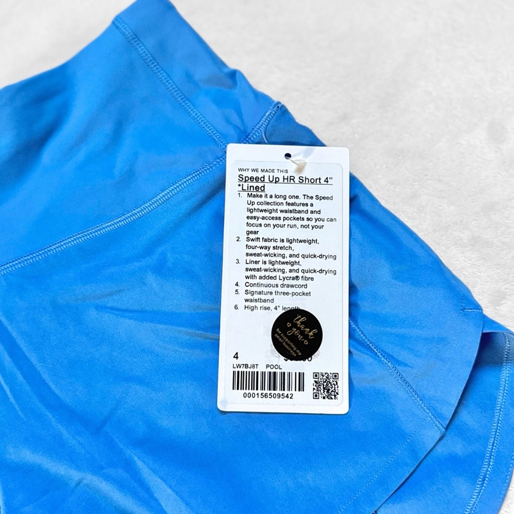 NWT Lululemon Speed Up High-Rise Short 4” Lined – Poolside – Size 4 - Picture 10 of 13